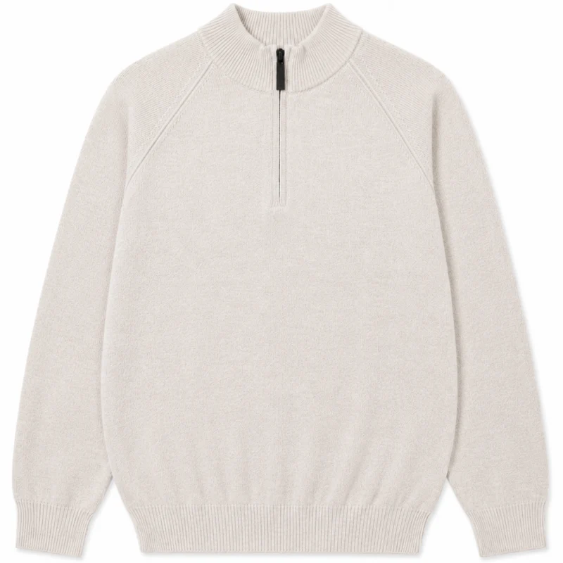 JORRYT | Zip trui 100% Merino beige