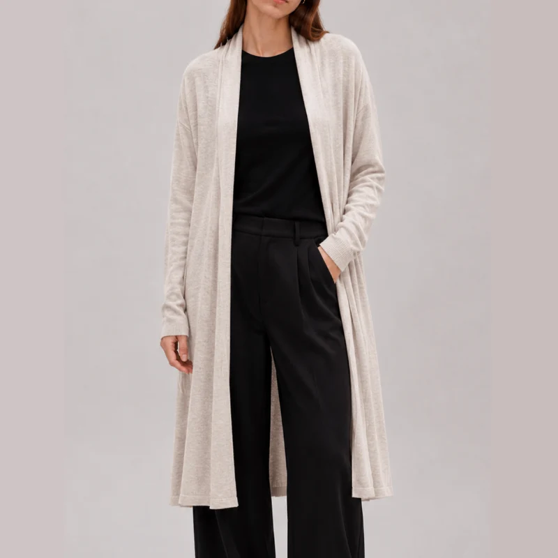JITTE | Long cardigan 100% merino beige