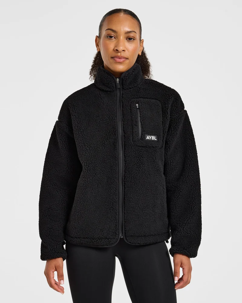 Signature Zip Up Fleece Jacket - Zwart