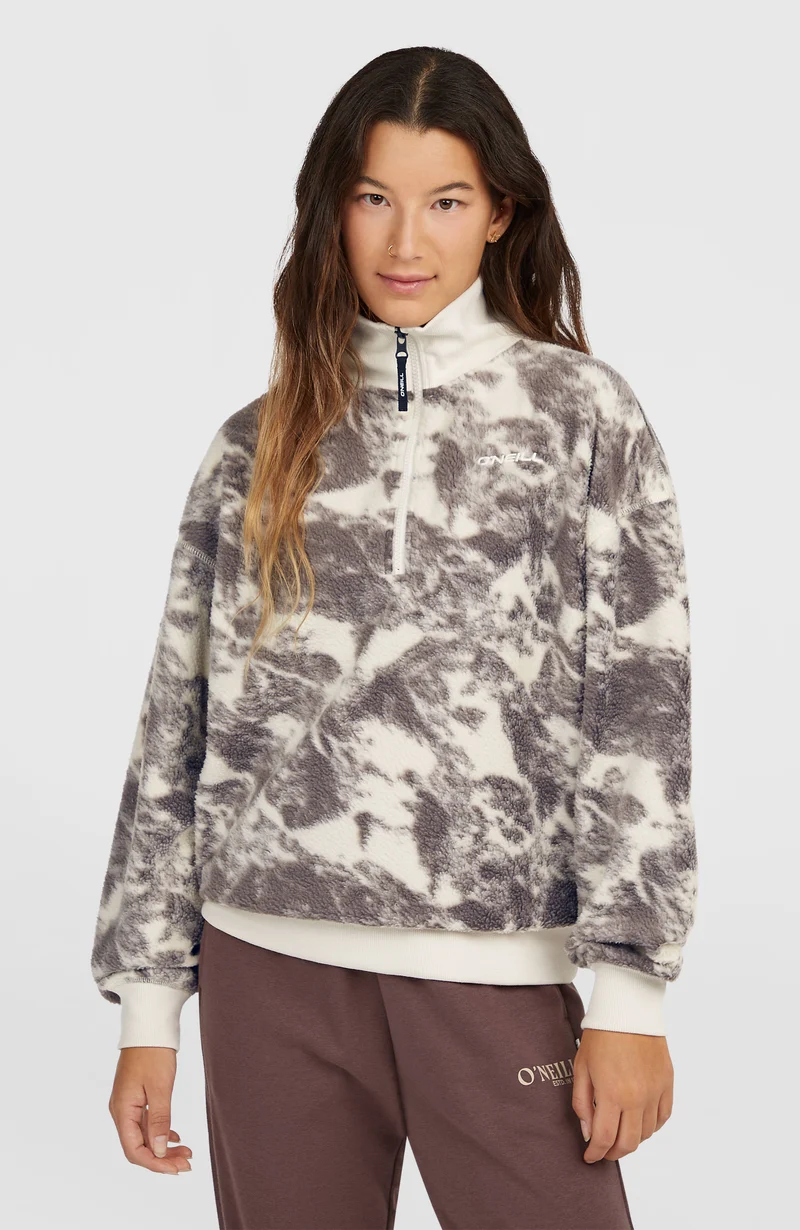 Must-Have fleecetrui met halve rits | Grey Mountain Landscape