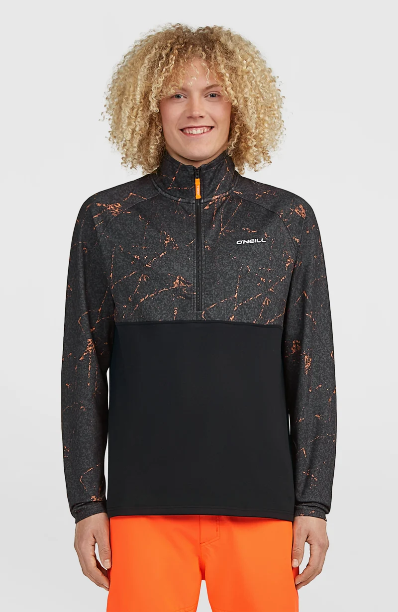 FWC'Cruz Printed fleecetrui met halve rits | Black Basalt