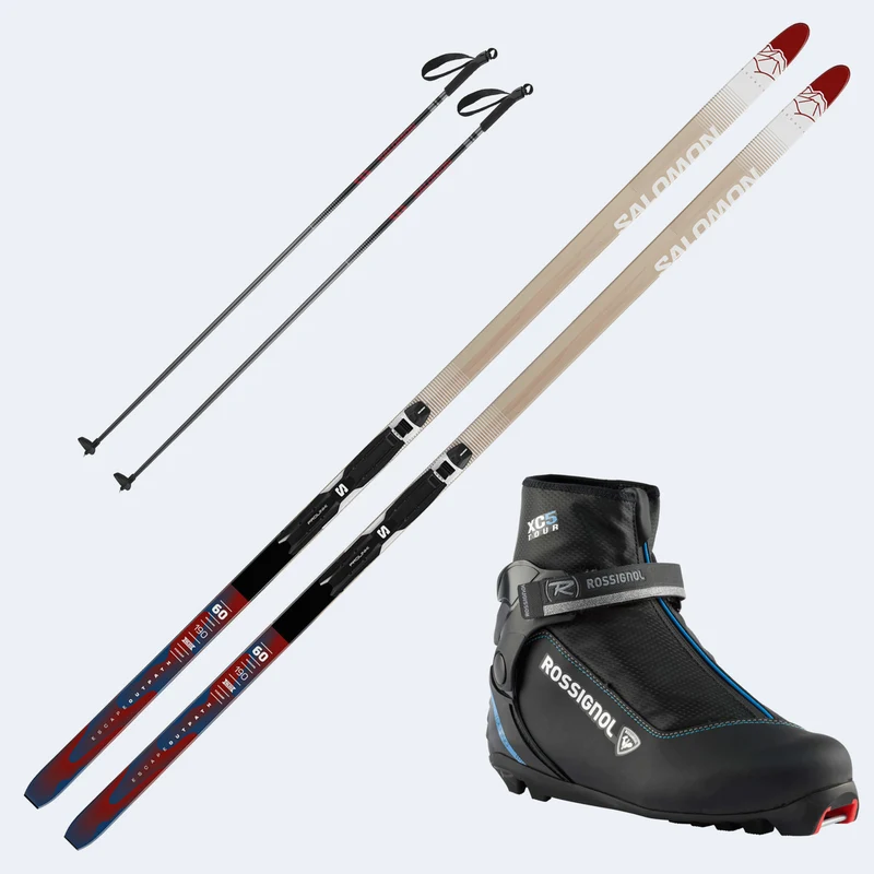 2026 Salomon Escape Outpath 60 Skis with Rossignol XC 5 Boots and Poles