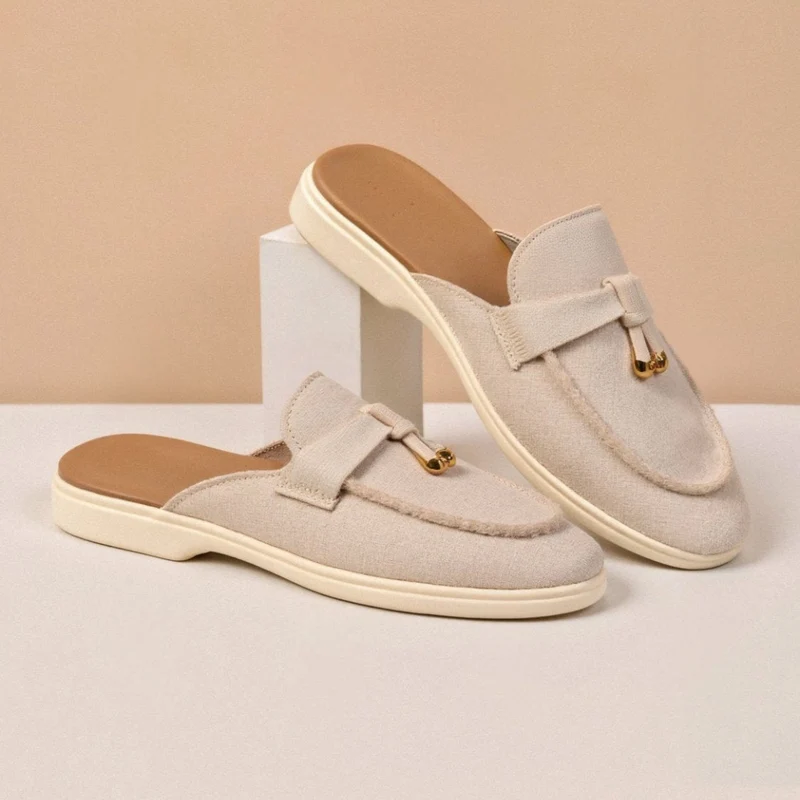 Elodie – Womens Solid Toe Slip On Flat Sandals