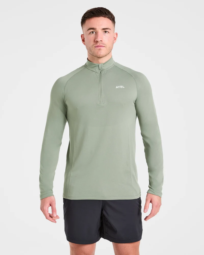 Essential Seamless 1/4 Zip Pullover - Olive