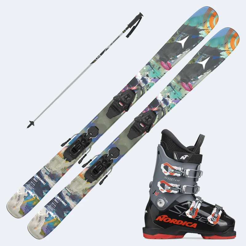 2027 Atomic Bent Junior Skis with SpeedMachine J Boots and Poles