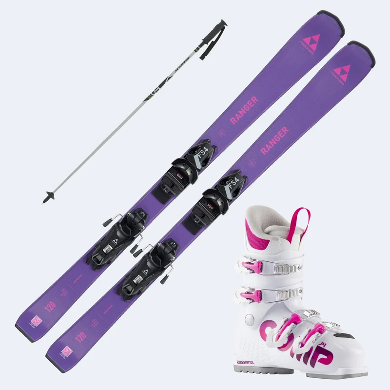 2027 Fischer Ranger Jr Junior Skis with Comp J Boots and Poles