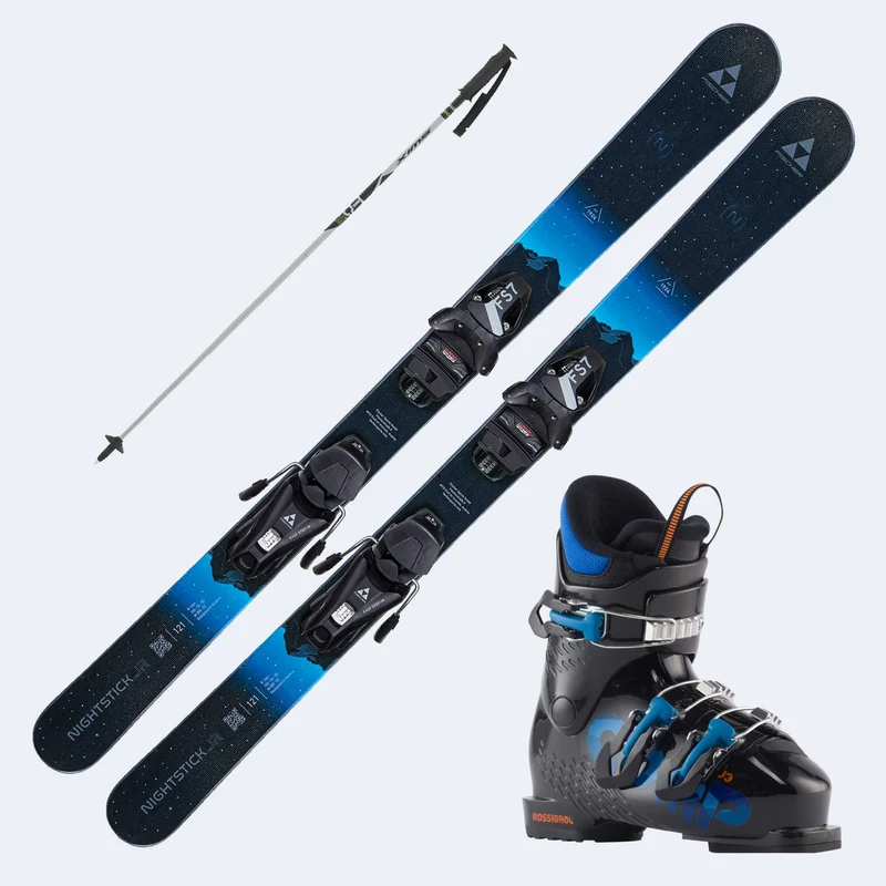 2027 Fischer Nightstick Junior Skis with Comp J Boots and Poles