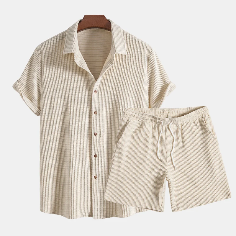 Georgie – Men’s Casual Two Piece Shirt And Shorts Set