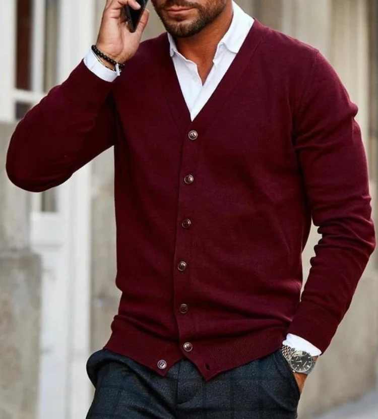 Beverly | Men’s Cardigan | Modern Cotton-Blend Vest Fit