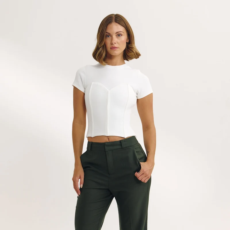 Corset T-shirt - Gebroken Wit