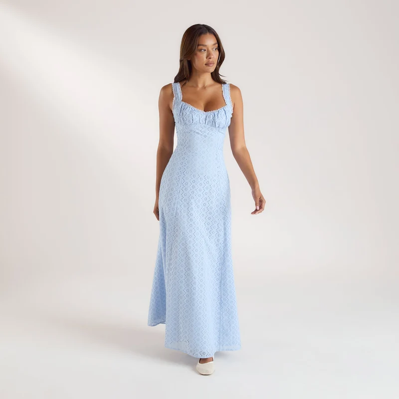 Corset Back Maxijurk - Blauw