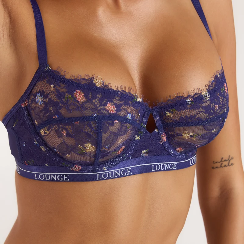Printed Entice Balcony BH - Marineblauw Bloemenprint