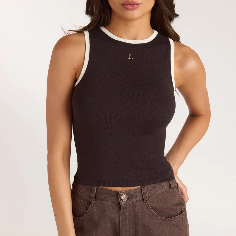 Gebreide Vest Top - Chocolade