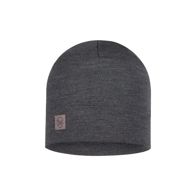 Buff Heavyweight Merino Wol Muts Solid Grey - grijs