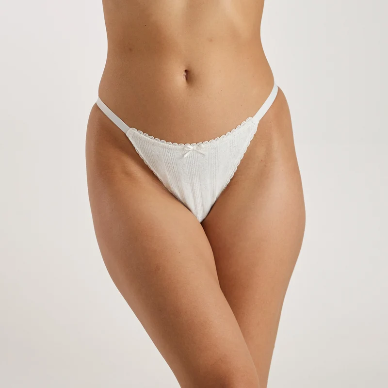 Strappy Pointelle Brazilian Slip - Havermout Marl