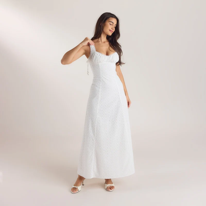 Corset Back Maxijurk - Wit