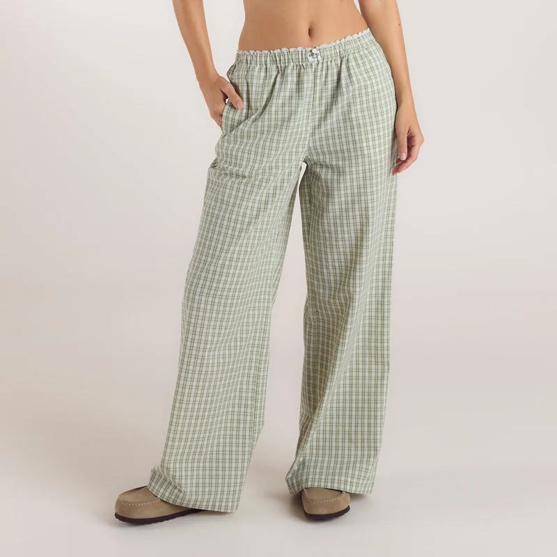 Check Katoenen Broek - Groen