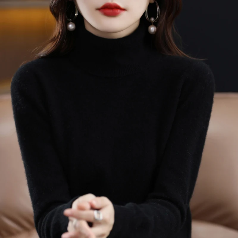 Elvarise - Womens Cashmere Turtleneck Knit Sweater