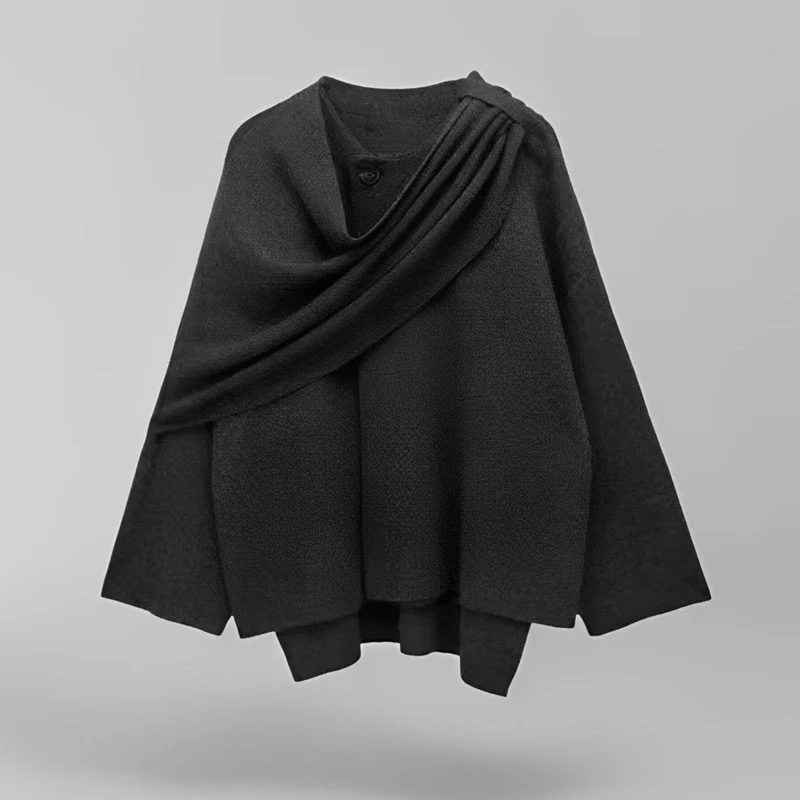 Liorenne – Wool Blend Asymmetric Poncho For Women