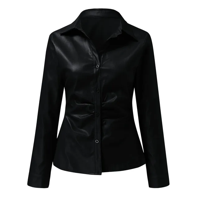 Aurelia - Leather Long Sleeve Blouse