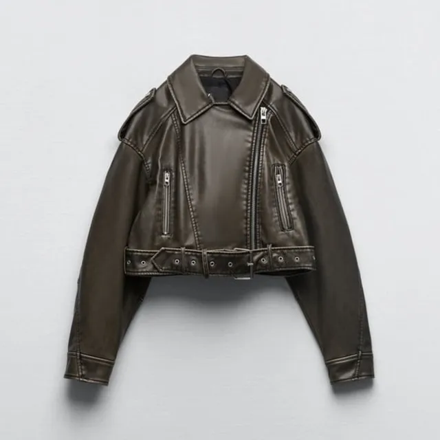 Rovienna - Modern Cropped Biker Jacket