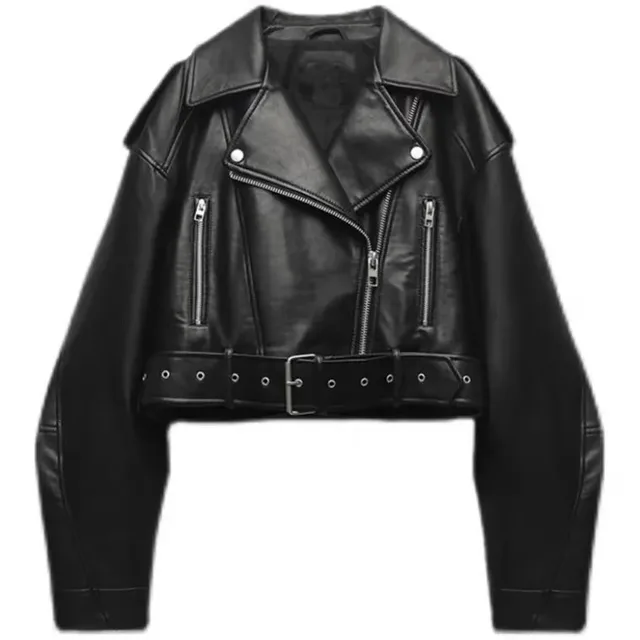Rovienna - Modern Cropped Biker Jacket
