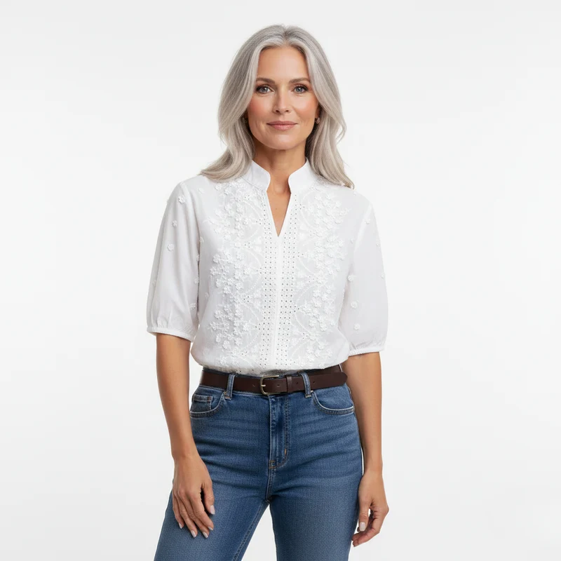Mirellda – White Elegant Women’s Blouse