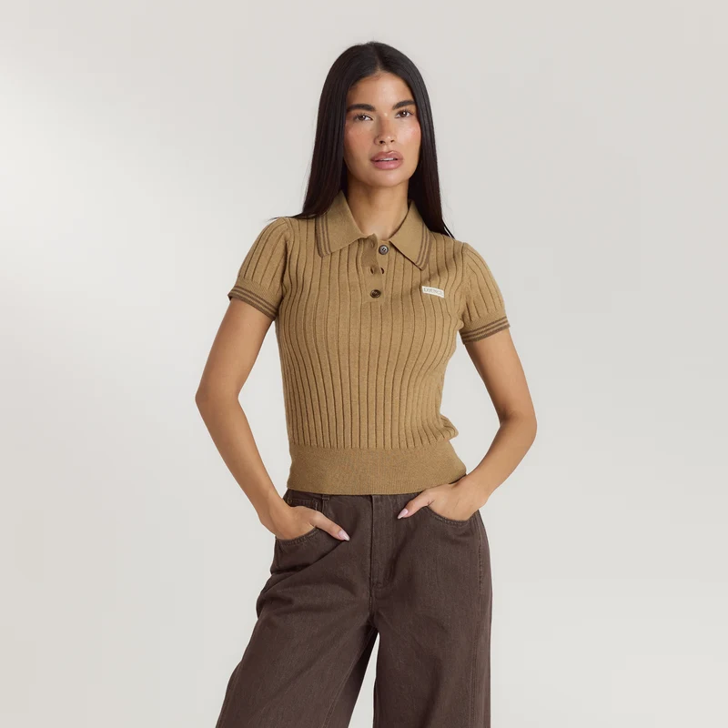 Gebreide Polotop - Tan