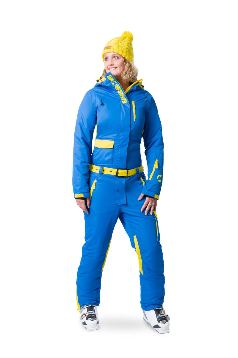Snowsuits Alpine Girl Onesie Skipak Dames - Blauw/Geel