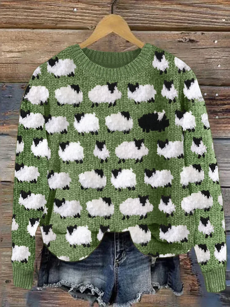 Ismeria – Women’s Retro Knitted Sweater in Sheep Wool