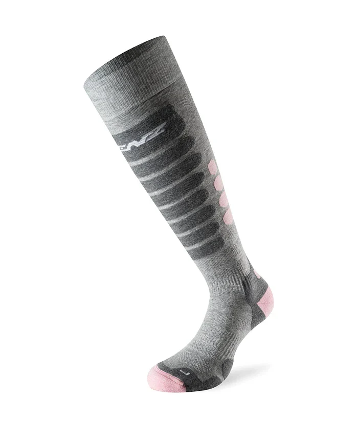 Lenz Skiing 3.0 skisokken grijs/roze