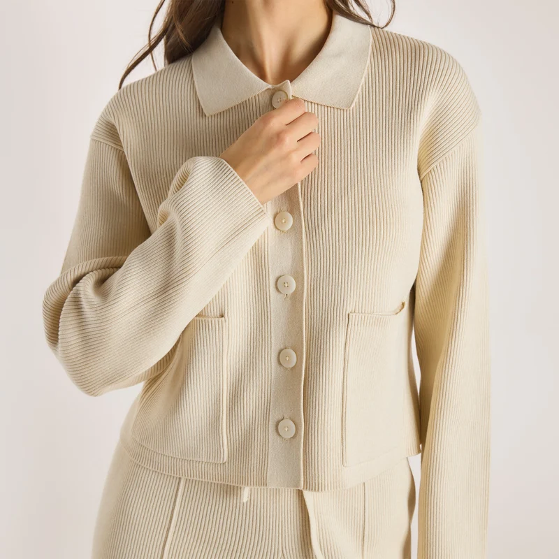 Gebreid Oversized Shirt - Crème