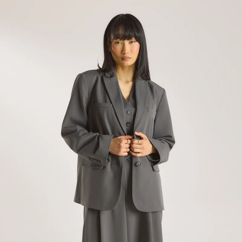 Oversized Blazer - Houtskool