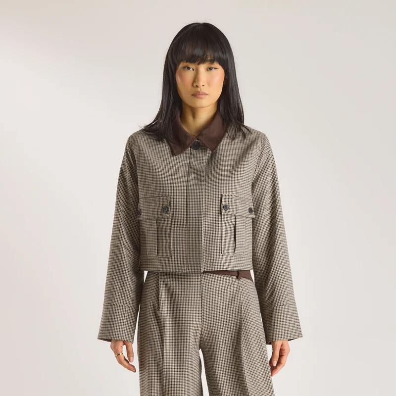 Houndstooth Jas - Bruin