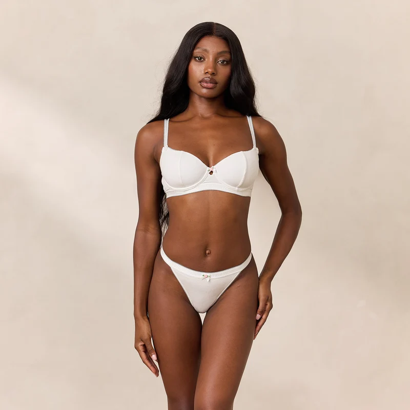 Rosebud Ribbed Balcony BH - Wit