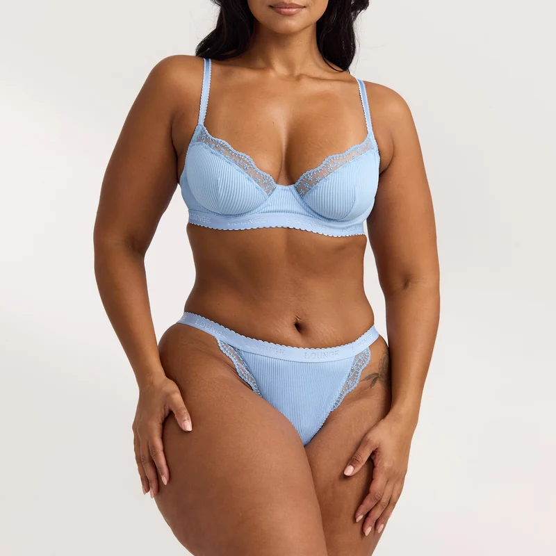 Ribbed Balcony BH - Blauw