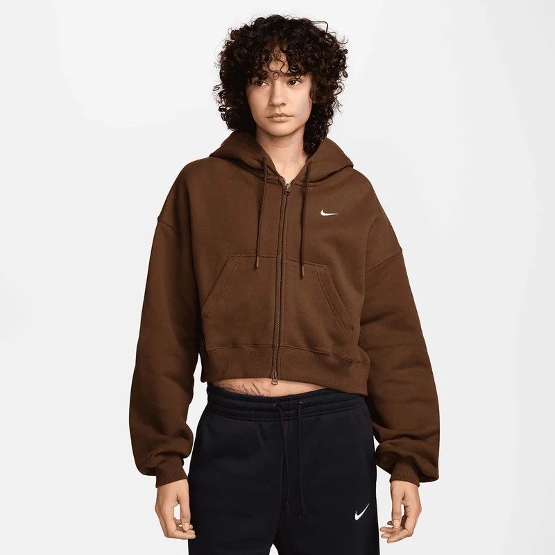 Studio Fleece Oversized Cropped Full-Zip Hoodie