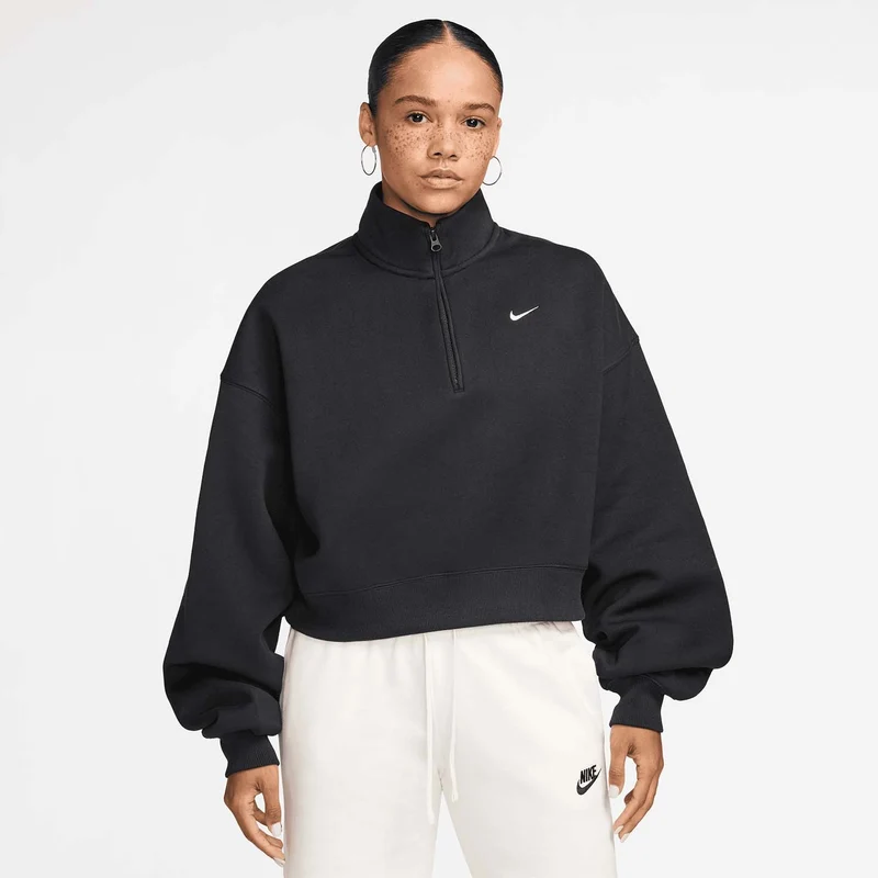 Studio Fleece Oversized 1/4-Zip Cropped Top