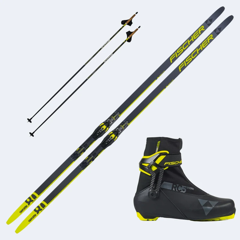 2027 Fischer Aerolite Skate 80 Skis with Fischer RC5 Skate Boots and Poles