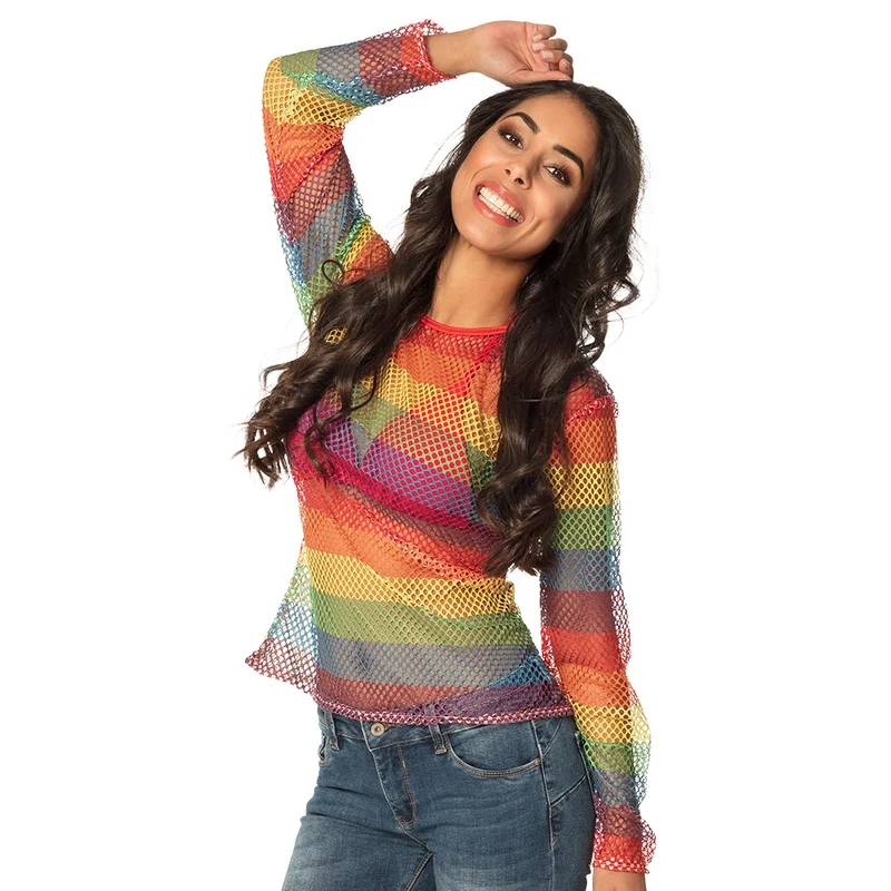 Visnet shirt Regenboog