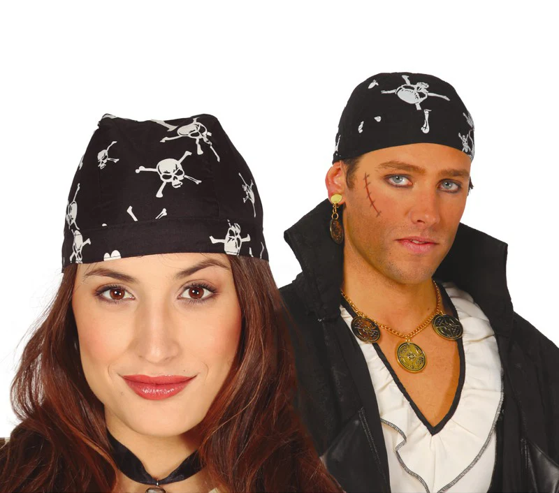 Bandana doek piraten doodskoppen zwart