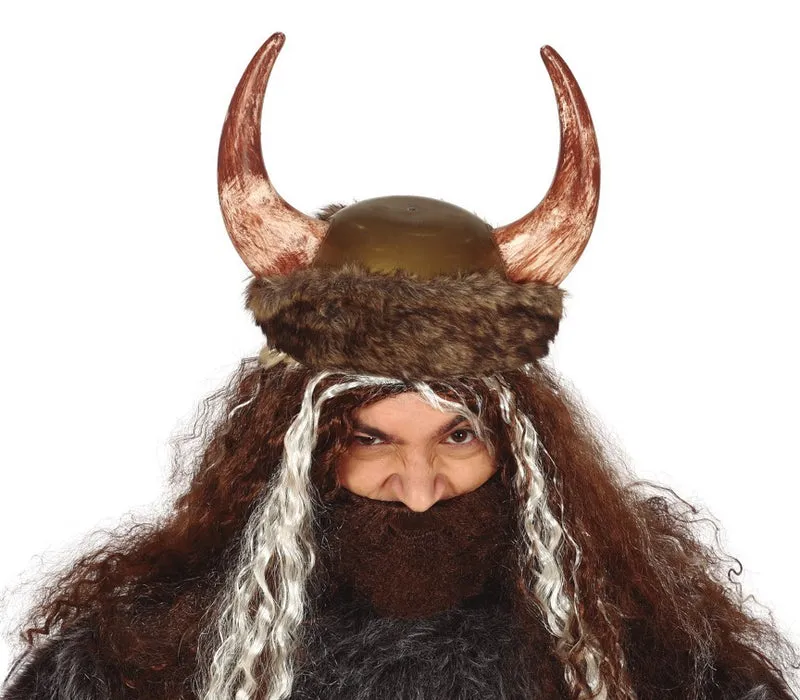 Vikinghelm met vacht bruin