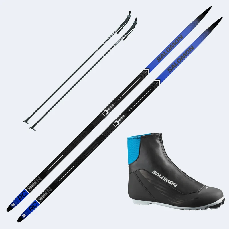 2027 Salomon RC8 eSkin XC Skis with Salomon RC7 Prolink Boots and Poles