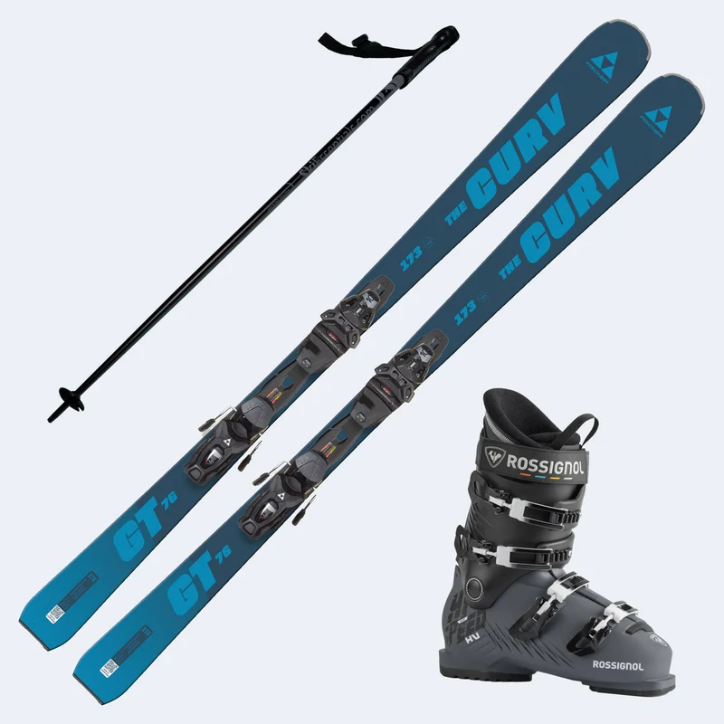 2026 Fischer XTR The Curv GT 76 Skis with Rossignol Hi-Speed 80 HV Boots and Poles