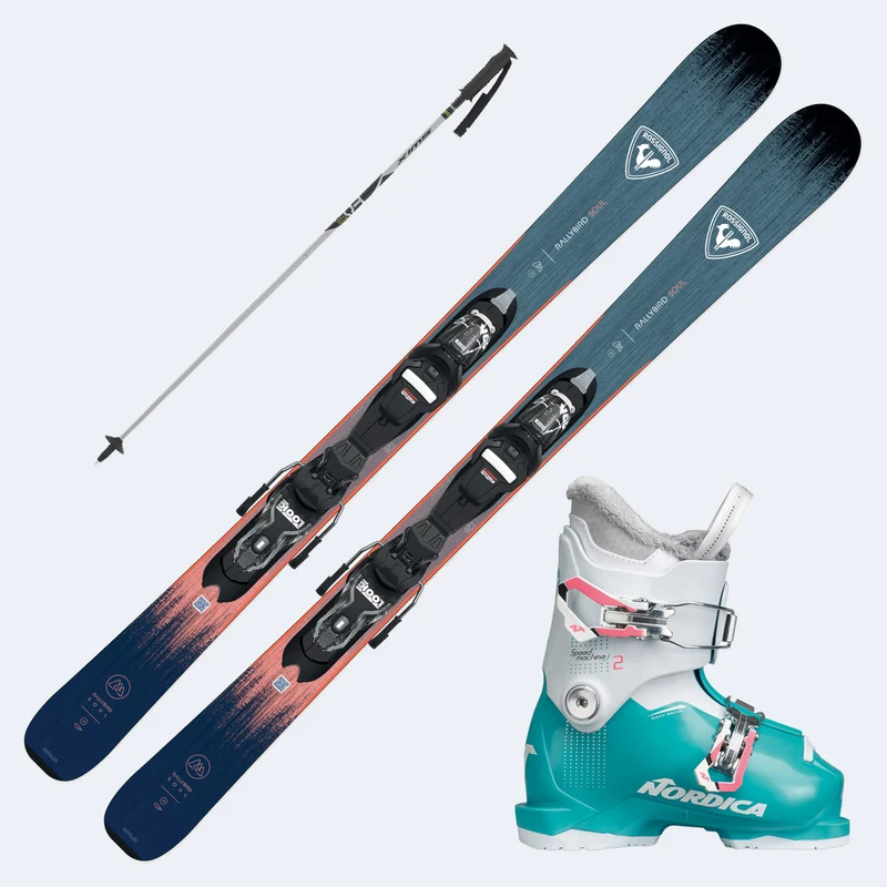 2026 Rossignol Rallybird JR Junior Skis with SpeedMachine J Boots and Poles