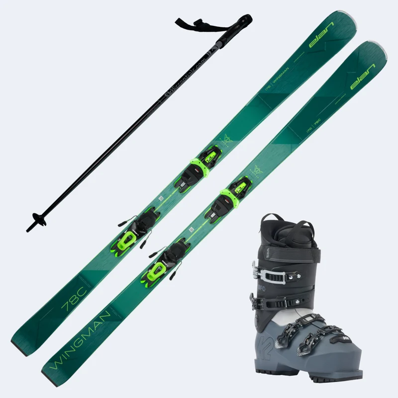 2025 Elan Wingman 78 C Skis with K2 BFC 80 Boots and Poles