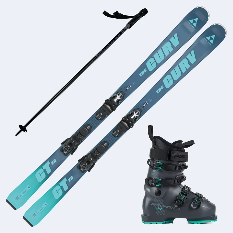 2026 Fischer The Curv GT 76 W Women's Skis with Fischer RC 95W Boots and Poles