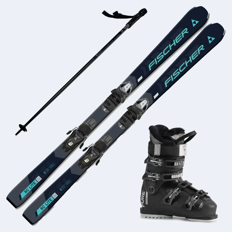 2026 Fischer RC Lite Skis with Rossignol Pure Comfort 60 Boots and Poles