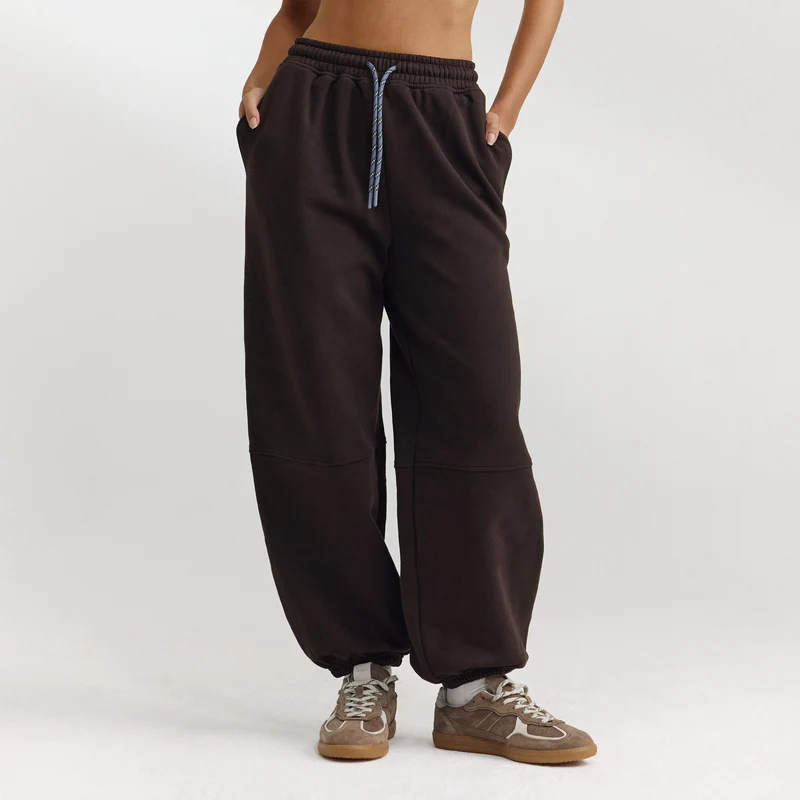 Joggingbroek met wijde pijpen - Donker Chocoladekleurig
